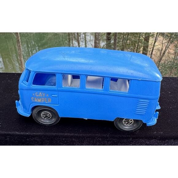 Vintage VW Volkswagen GAY Blue CAMPER Van by GAY TOYS INC -#2 - Picture 5 of 11